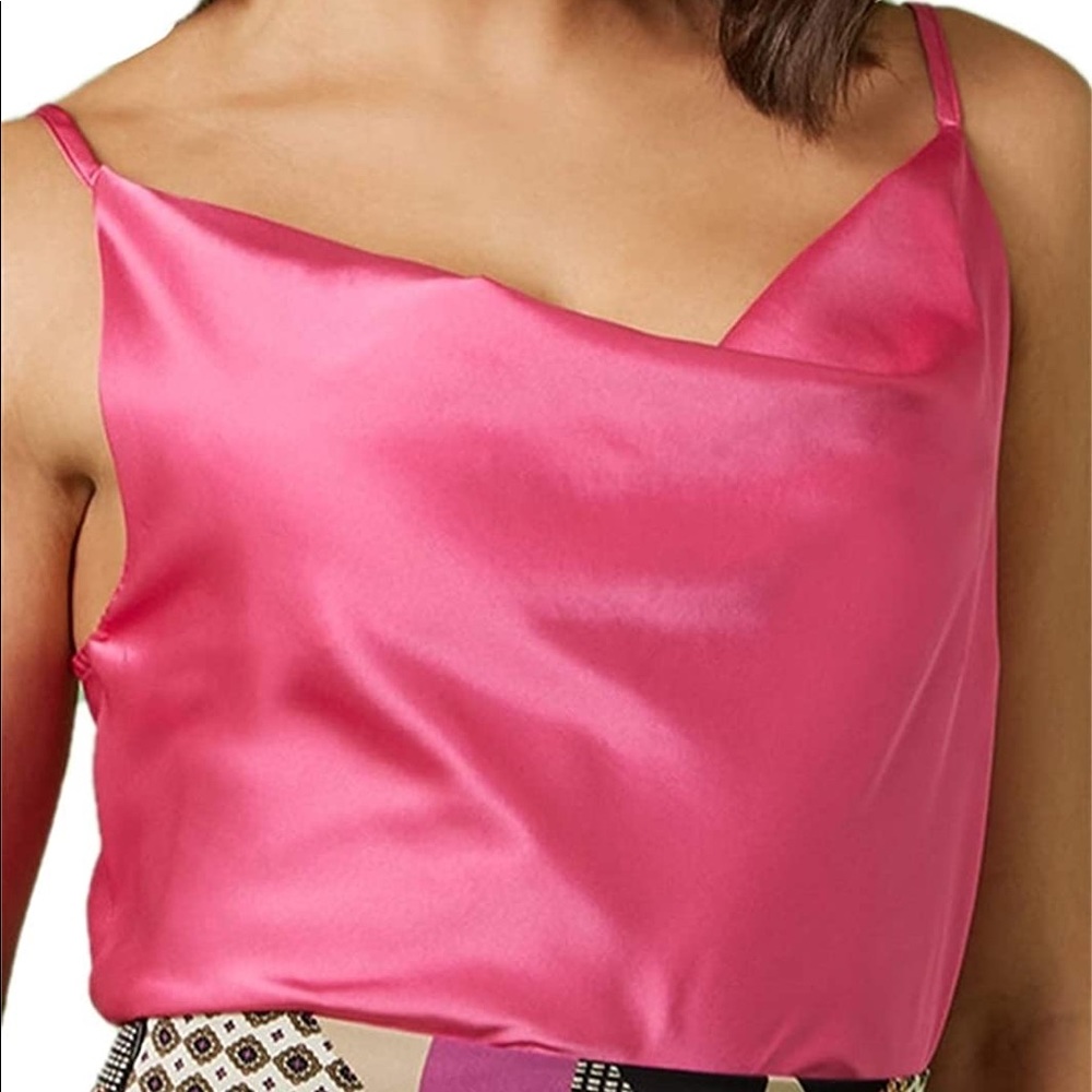 Pink cowl neck tank top